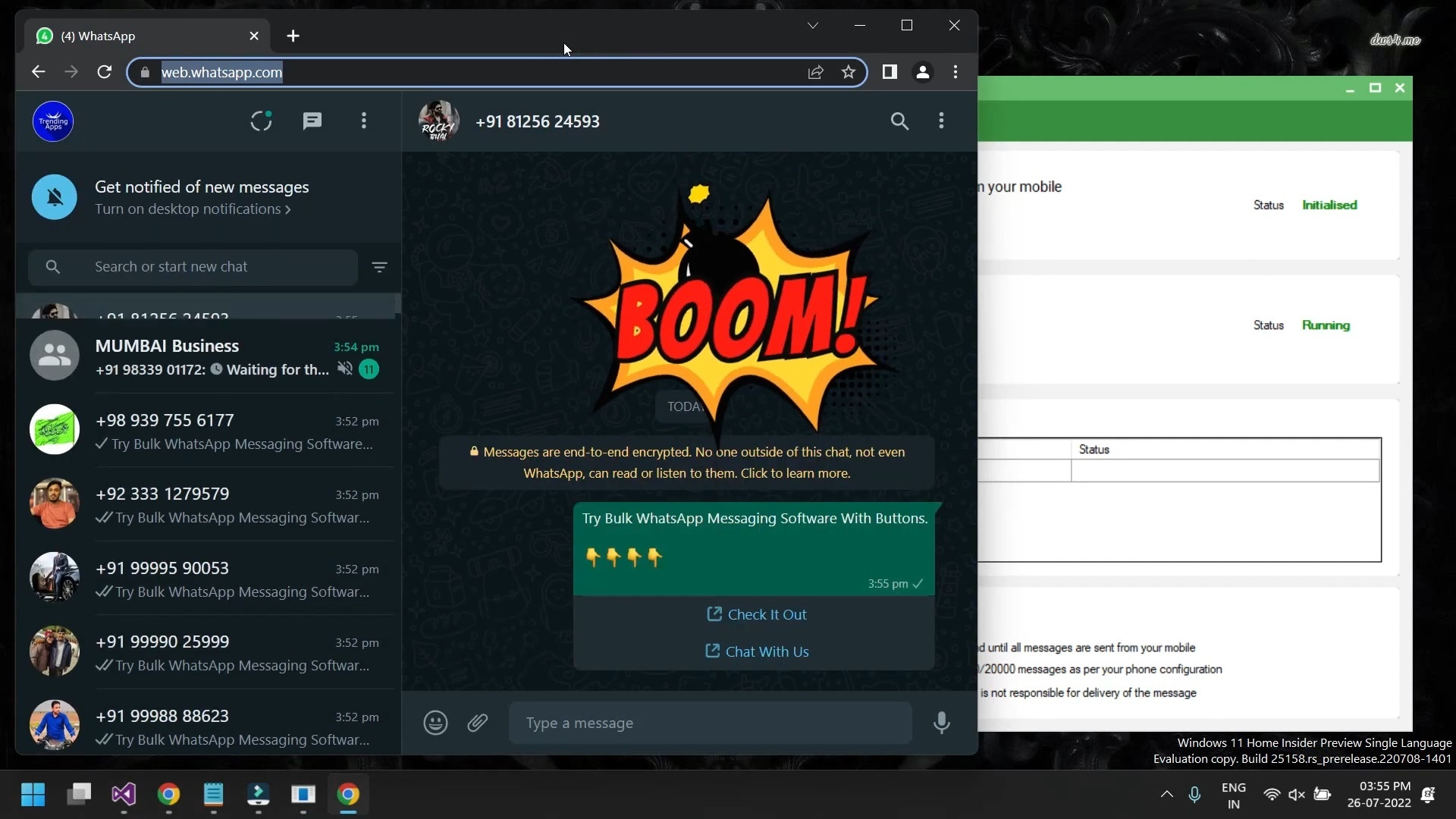 توضيح بالفيدو لطريقة إضافة الروابط كأزرار للضغط عليها مباشرة بالواتساب